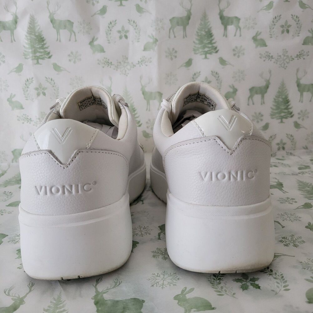 Vionic Kearny Women’s White Low Top Lace-Up Platform Leather Sneaker, Wide Fit - Picture 5 of 15